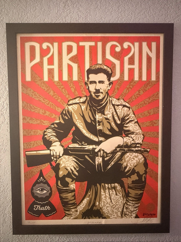 Shepard Fairey x Gary Baseman Partisan 2013 Co-Signed Print #306/400 Framed