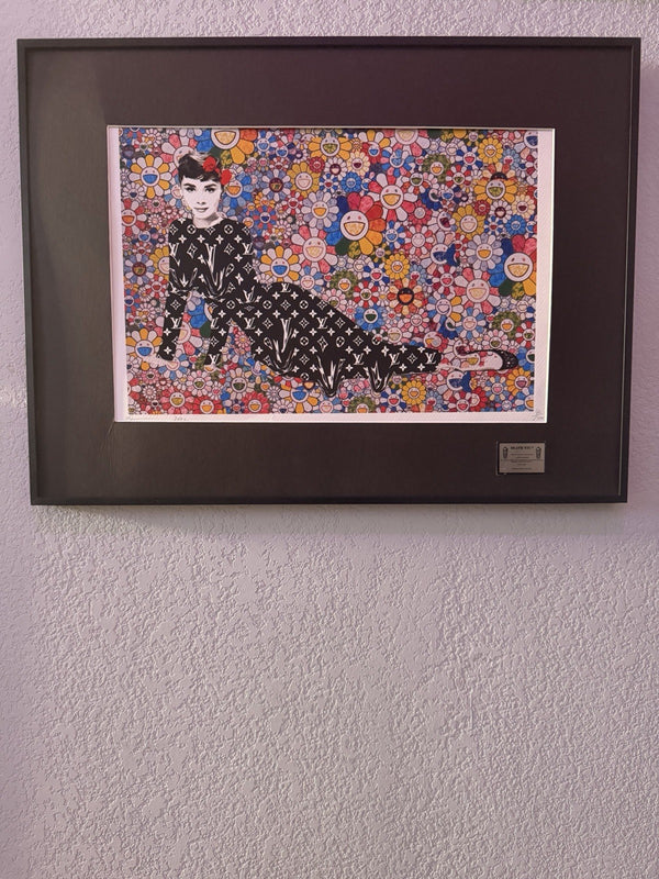 Death NYC Audrey Hepburn LV Murakami Flowers Signed 2020 Framed Pop Art