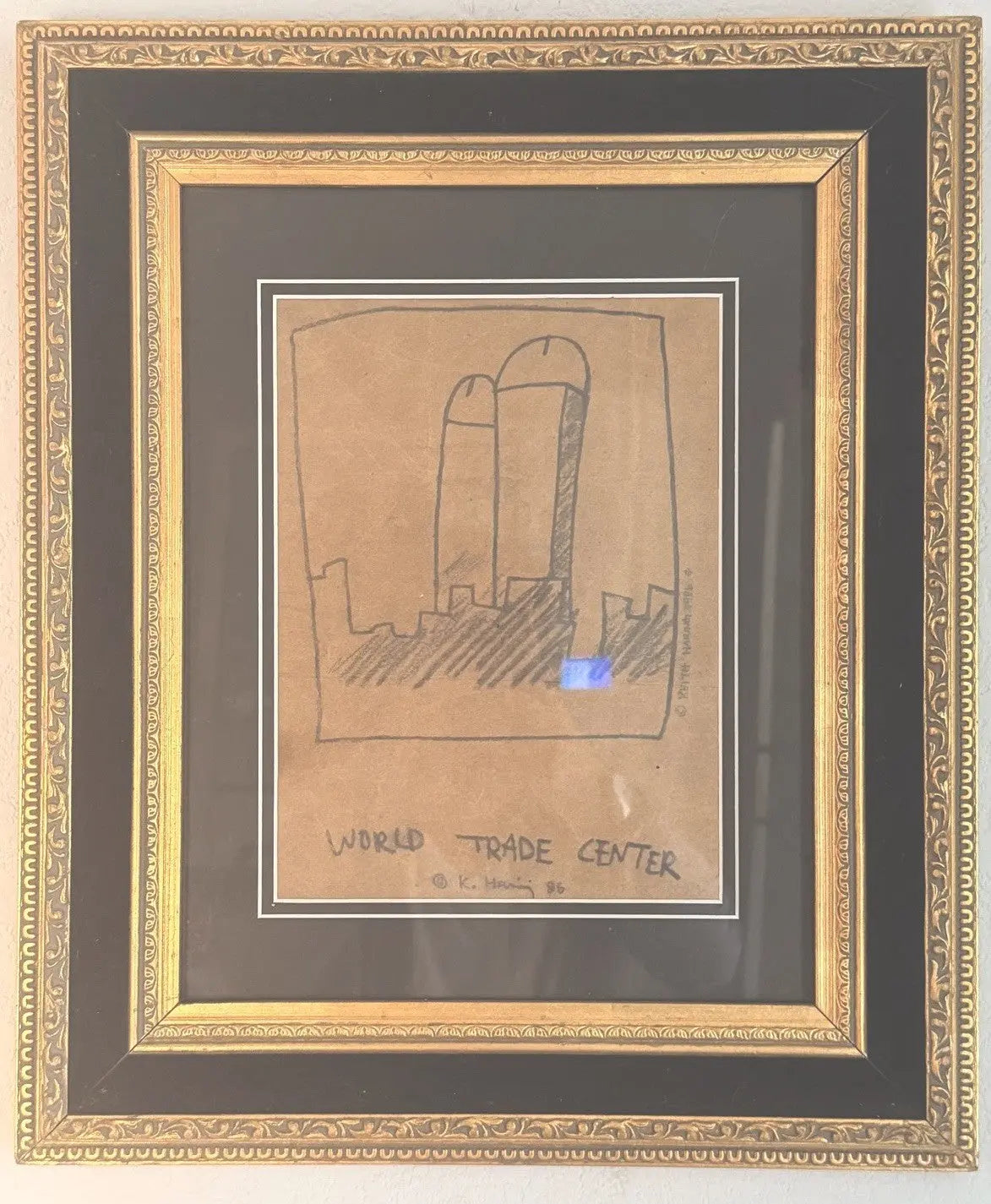 Keith Haring (Attributed) World Trade Center Drawing on Paper - Unauthenticated