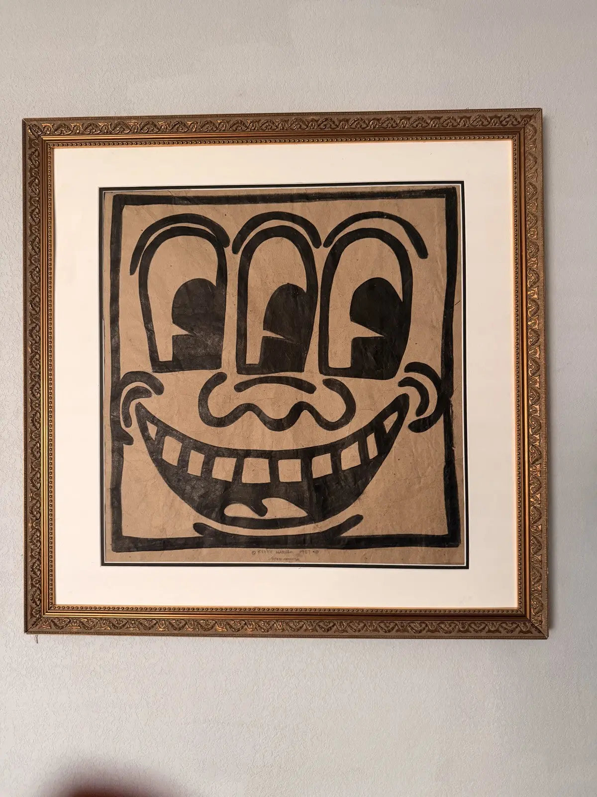 Keith Haring (Attributed) Marker Drawing on Paper Bag Signed - Unauthenticated