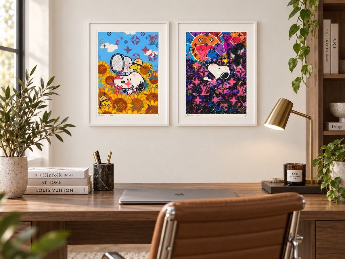 DEATH NYC Snoopy Woodstock Night & Day Diptych 1/1 Hand Sprayed Originals