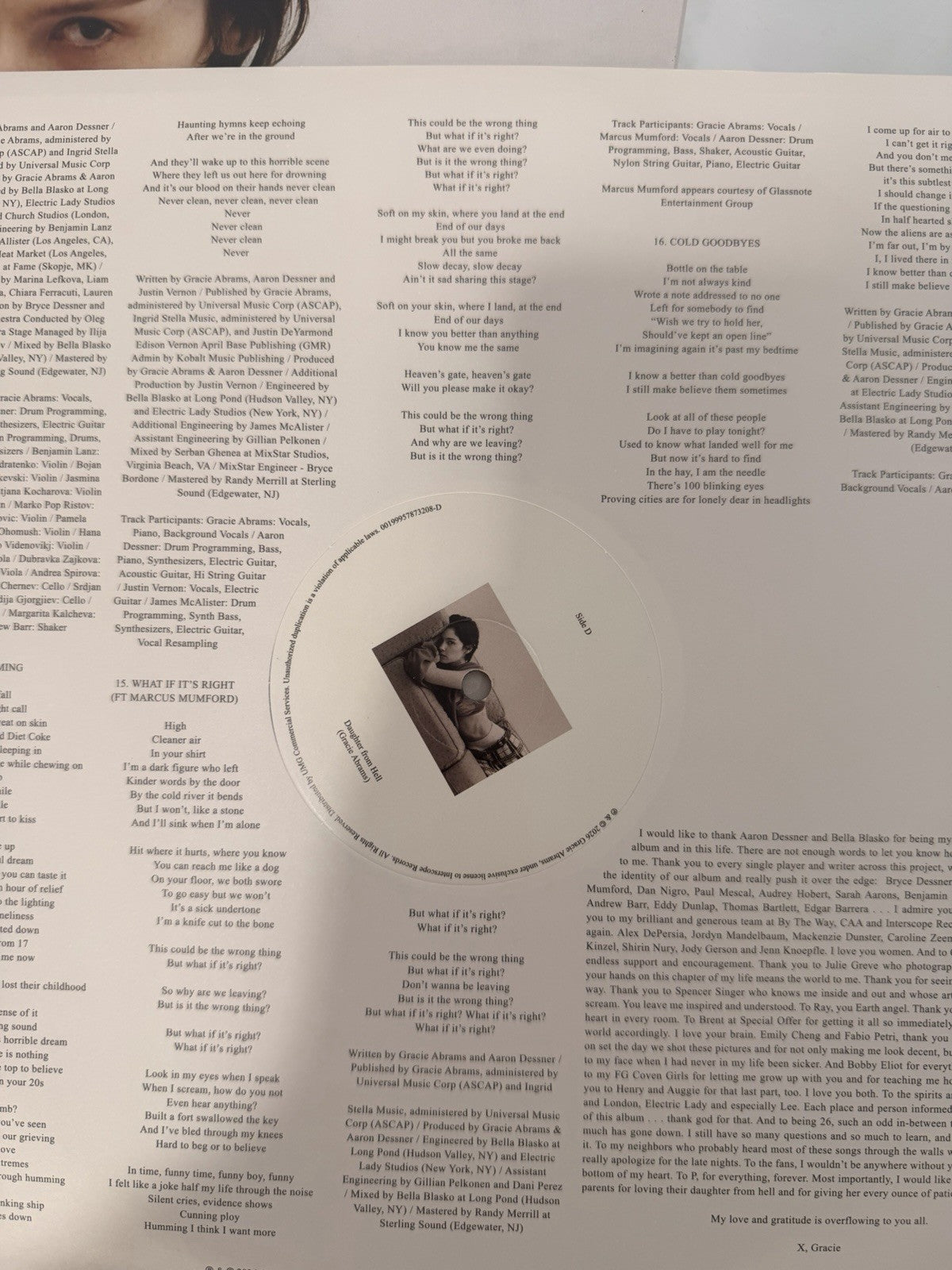 Gracie Abrams Daughter from Hell Vinyl Record New SIGNED