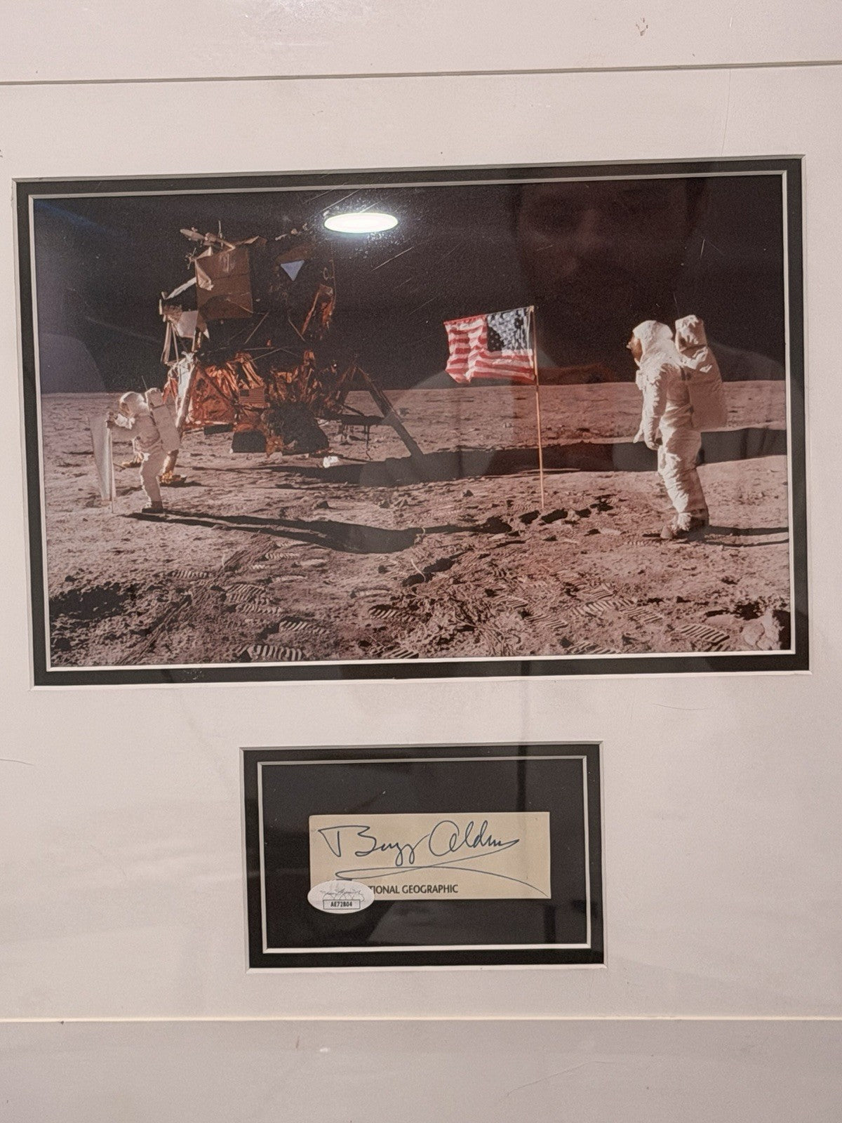 Buzz Aldrin Signed Nat Geo Cut Framed Apollo 11 Display JSA AE72804