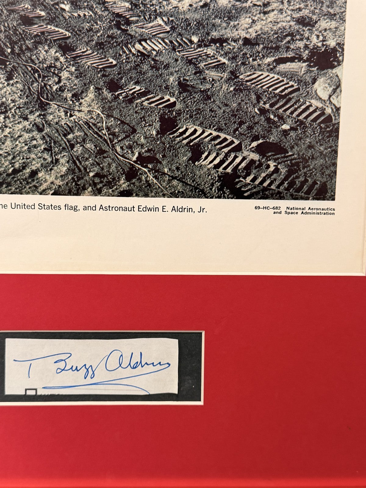 Buzz Aldrin Signed Book Page w/ Framed NASA Lunar Photo 69-HC-682 Zarelli LOA