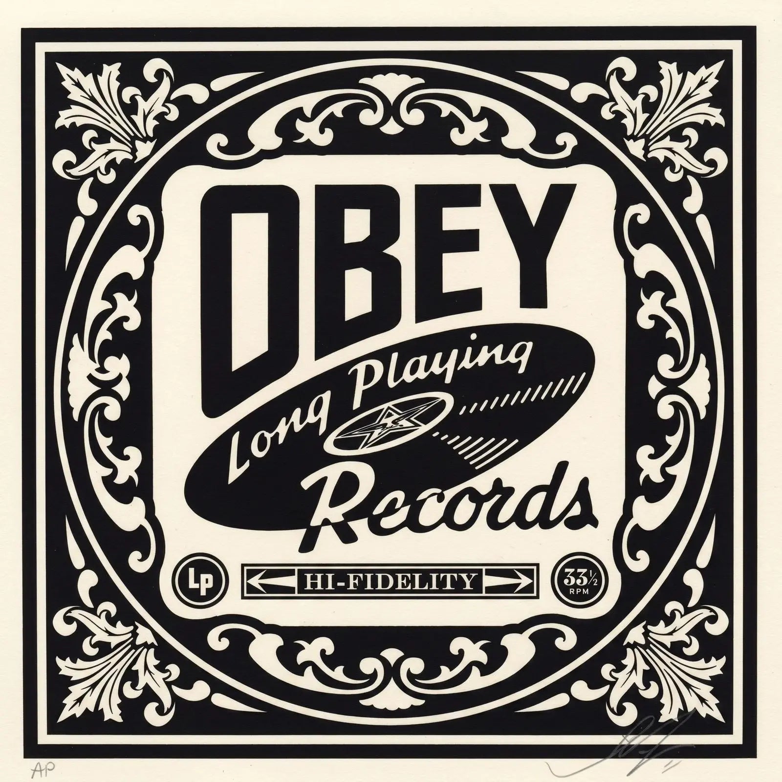 Shepard Fairey OBEY Long Playing Records Signed Artist Proof Screen Print 12.5"