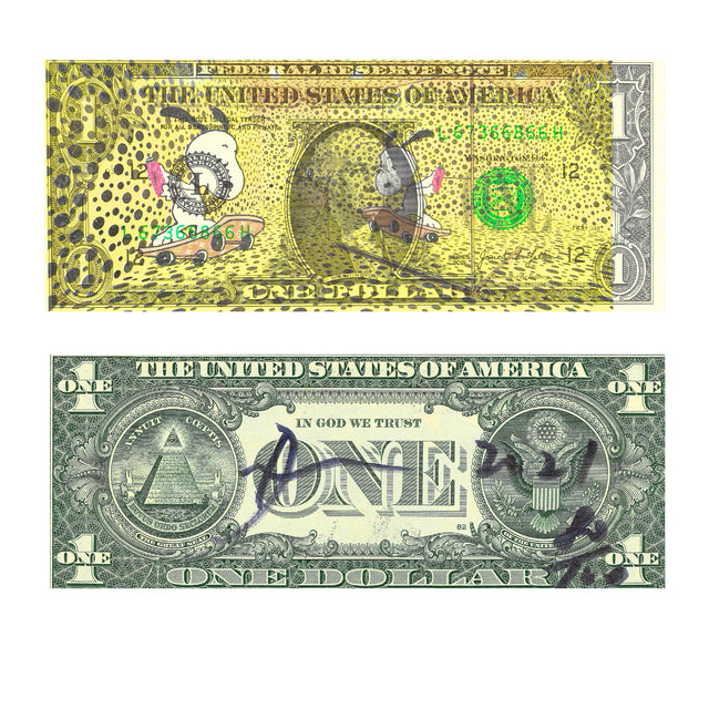 Death NYC Snoopy Skateboard Dollar Bill Art Signed Numbered COA Pop Street Art