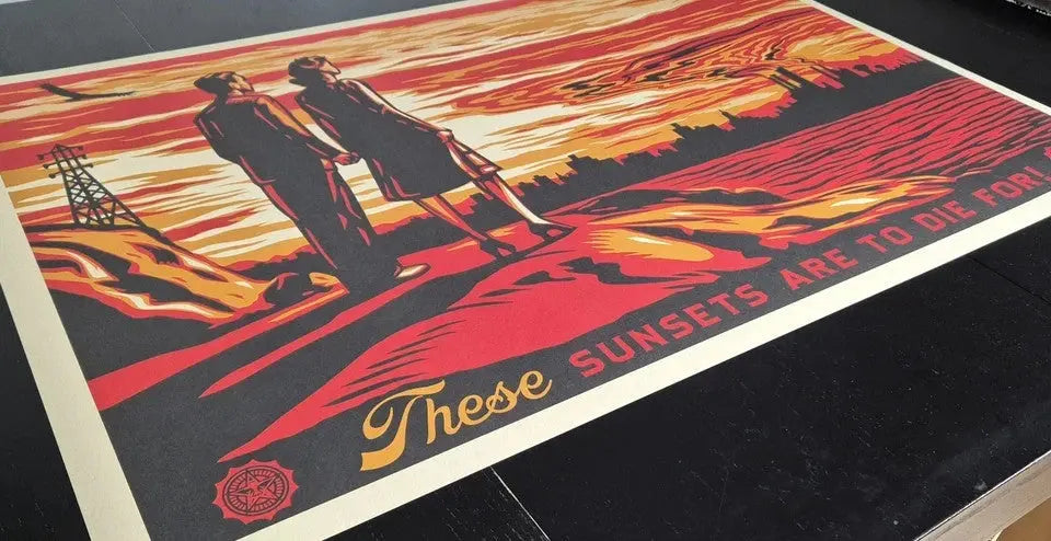 Shepard Fairey Signed "These Sunsets Are to Die For" Large Format Screen Print