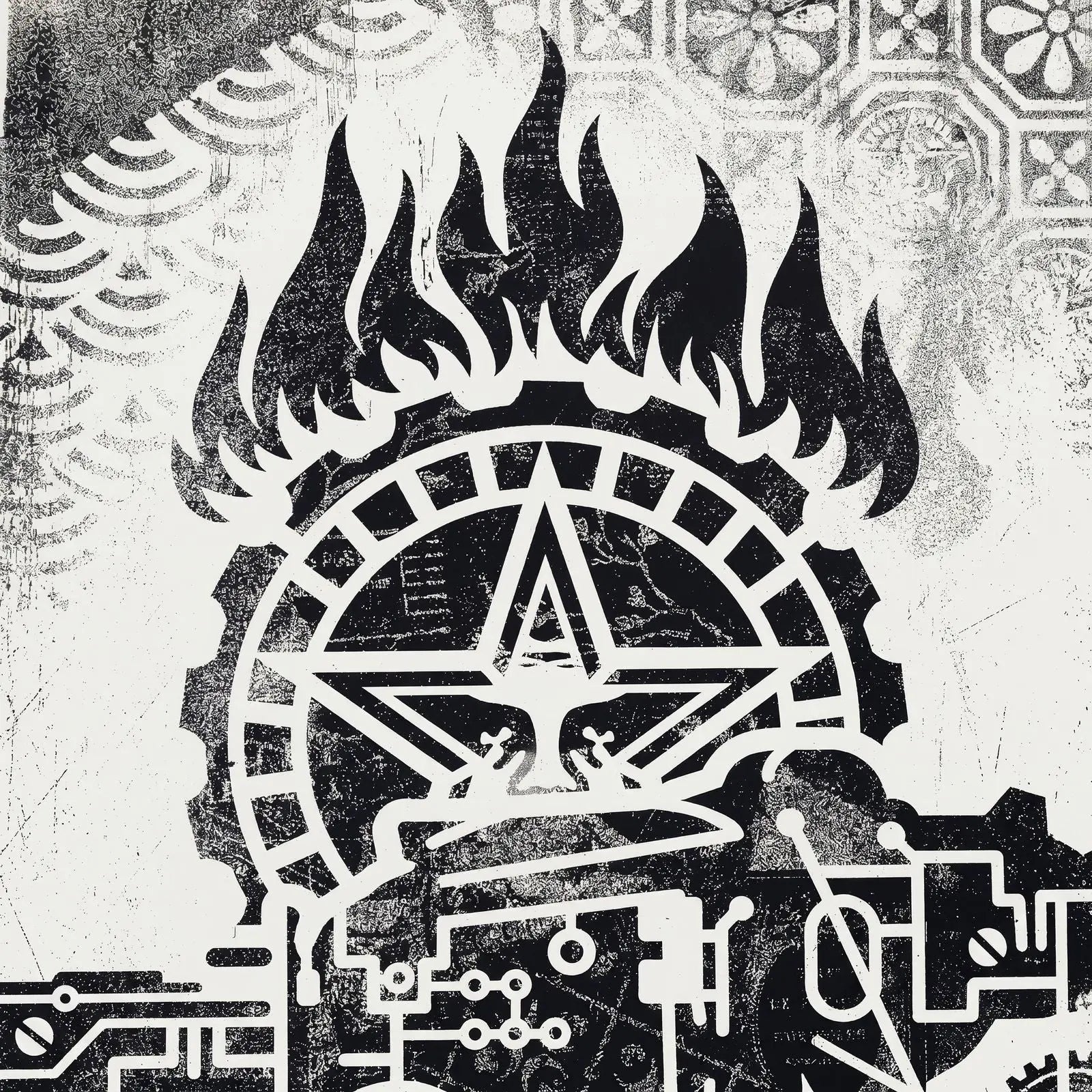 Shepard Fairey OBEY Printing Press 2017 Signed #/400 Damaged Stencil Series