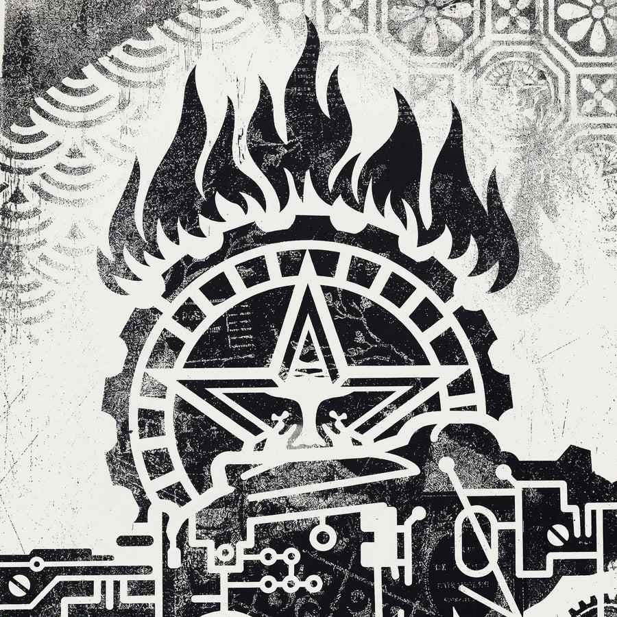 Shepard Fairey OBEY Printing Press 2017 Signed #/400 Damaged Stencil Series