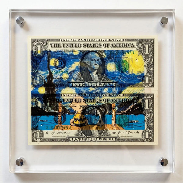 Death NYC Signed Limited Edition Van Gogh Starry Night Charlie Brown Collage Art