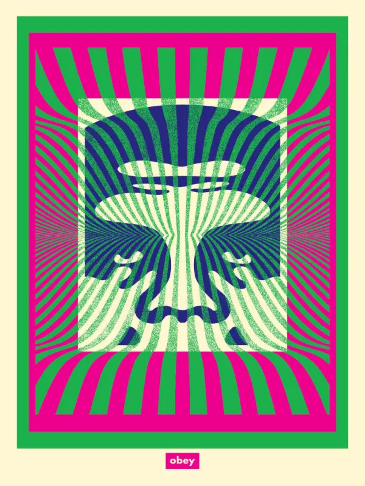 Shepard Fairey Op-Art Icon Green Signed Numbered Screen Print OBEY 2024