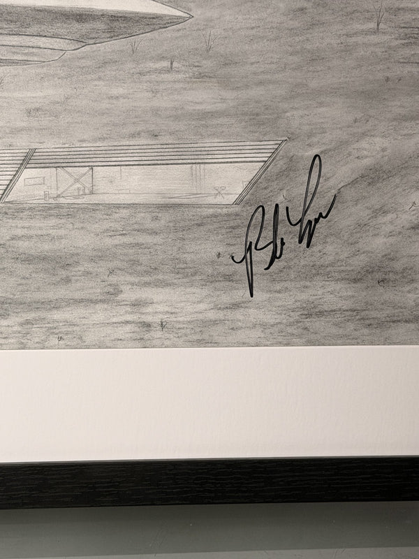Bob Lazar Hand Signed Sport Model UFO Print Area 51 S-4 Framed 18x24
