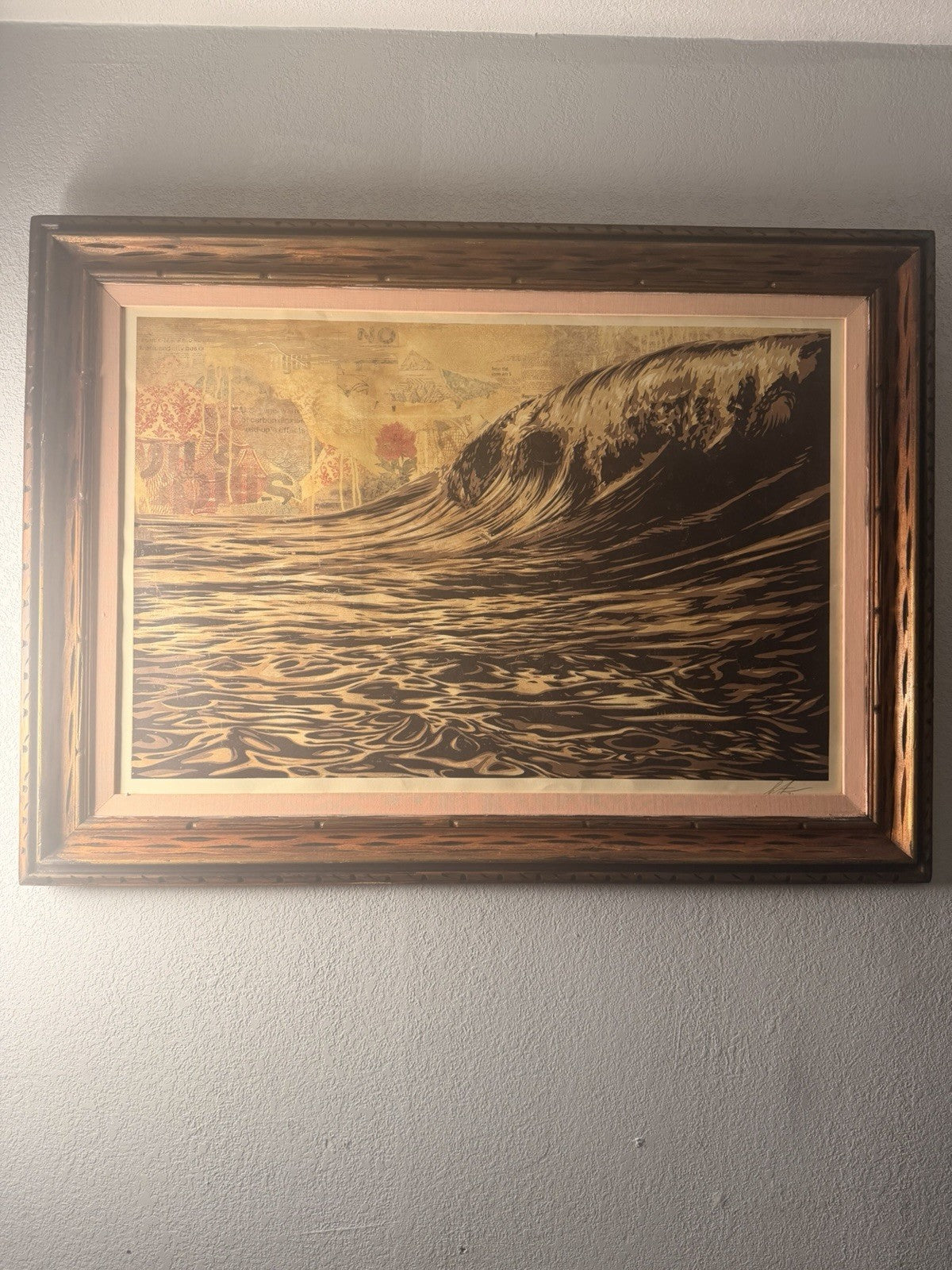 Shepard Fairey Dark Wave HUGE 36x24 Signed Framed Ocean Print OBEY