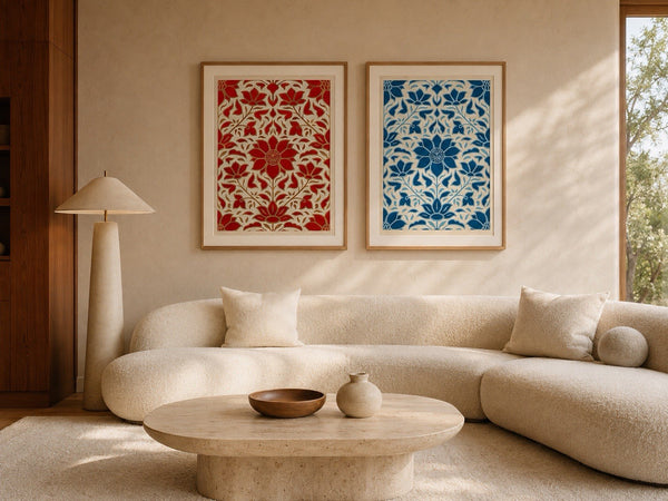 Shepard Fairey OBEY Deco Floral Pattern Red Blue Matching Set 118/275 Signed