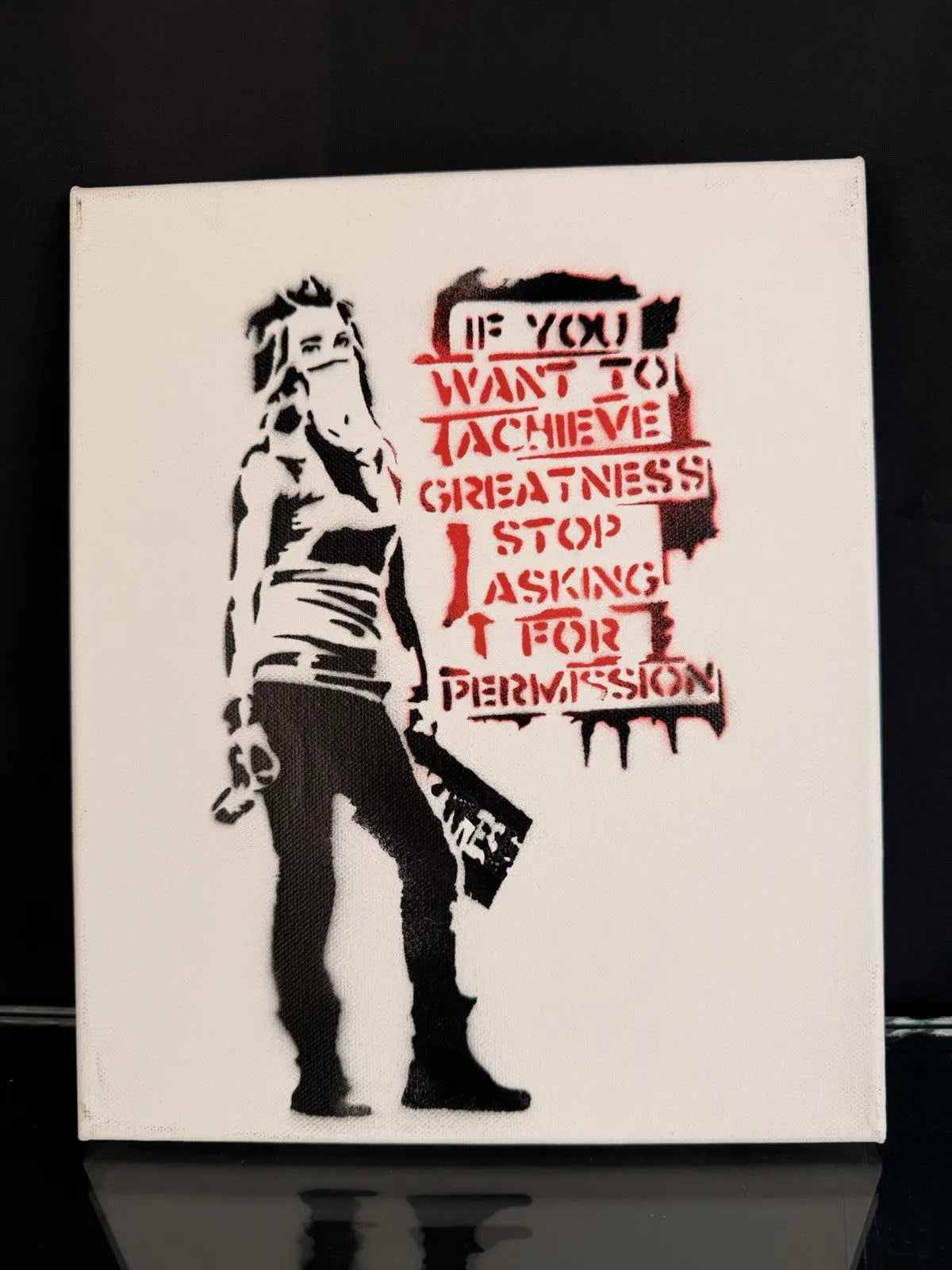 Banksy Dismaland Achieve Greatness 1/10 Signed Stencil Canvas 2015 Ticket