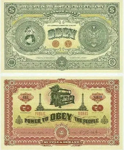 OBEY GIANT - NEW ~Two Slides of Capitalism - Dollar Note RARE!
