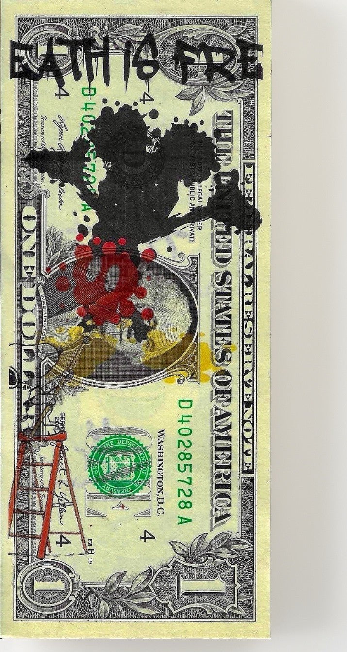 Death NYC –Mickey Mouse Death is Free $1 Dollar Bill Signed & Numbered