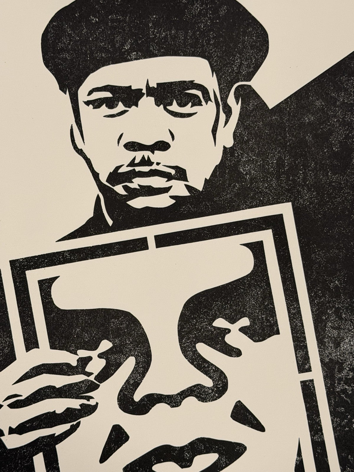 Shepard Fairey Signed OBEY Print 2017 Man in Beret Holding OBEY Icon Street Art