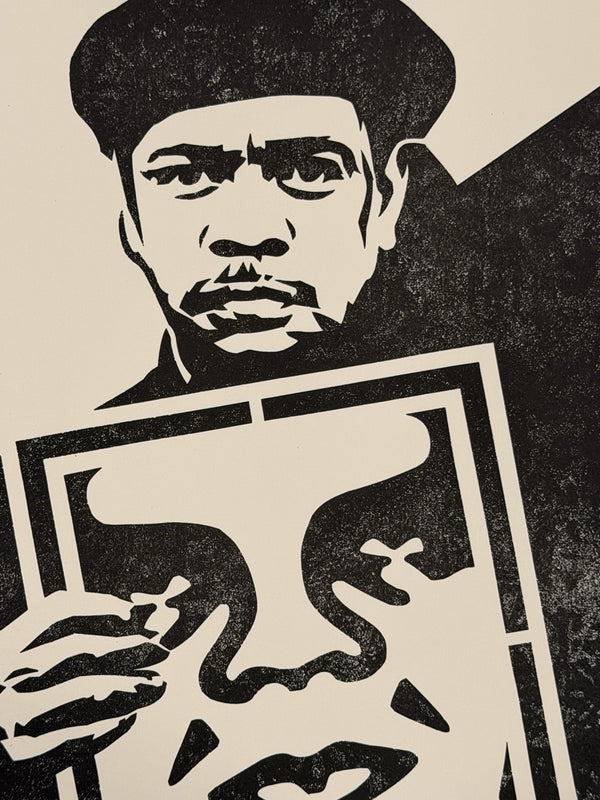 Shepard Fairey Signed OBEY Print 2017 Man in Beret Holding OBEY Icon Street Art
