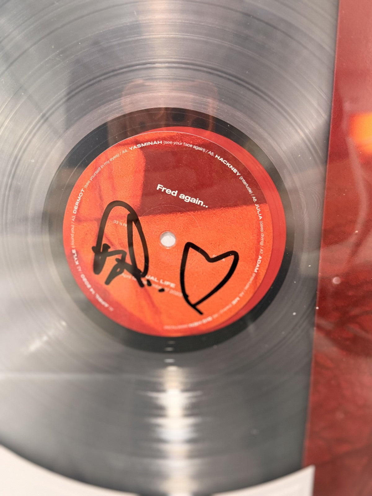 Fred again.. Actual Life Signed Clear Vinyl LP Framed Beckett B054386