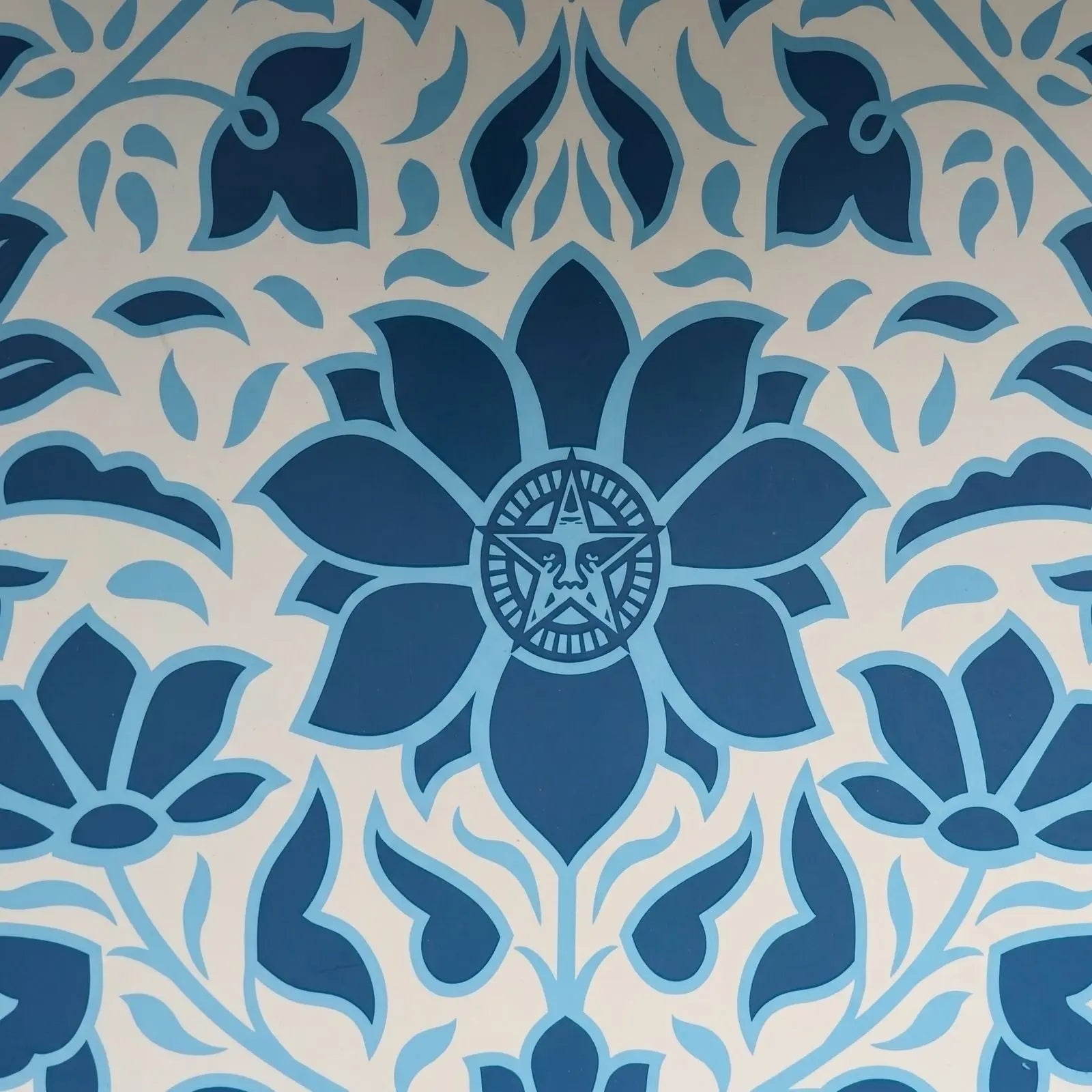 Shepard Fairey Signed Deco Floral Pattern (Blue) S/N Rare