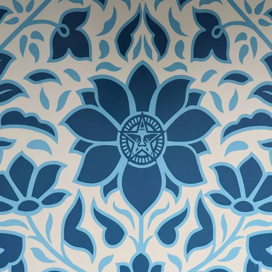 Shepard Fairey Signed Deco Floral Pattern (Blue) S/N Rare