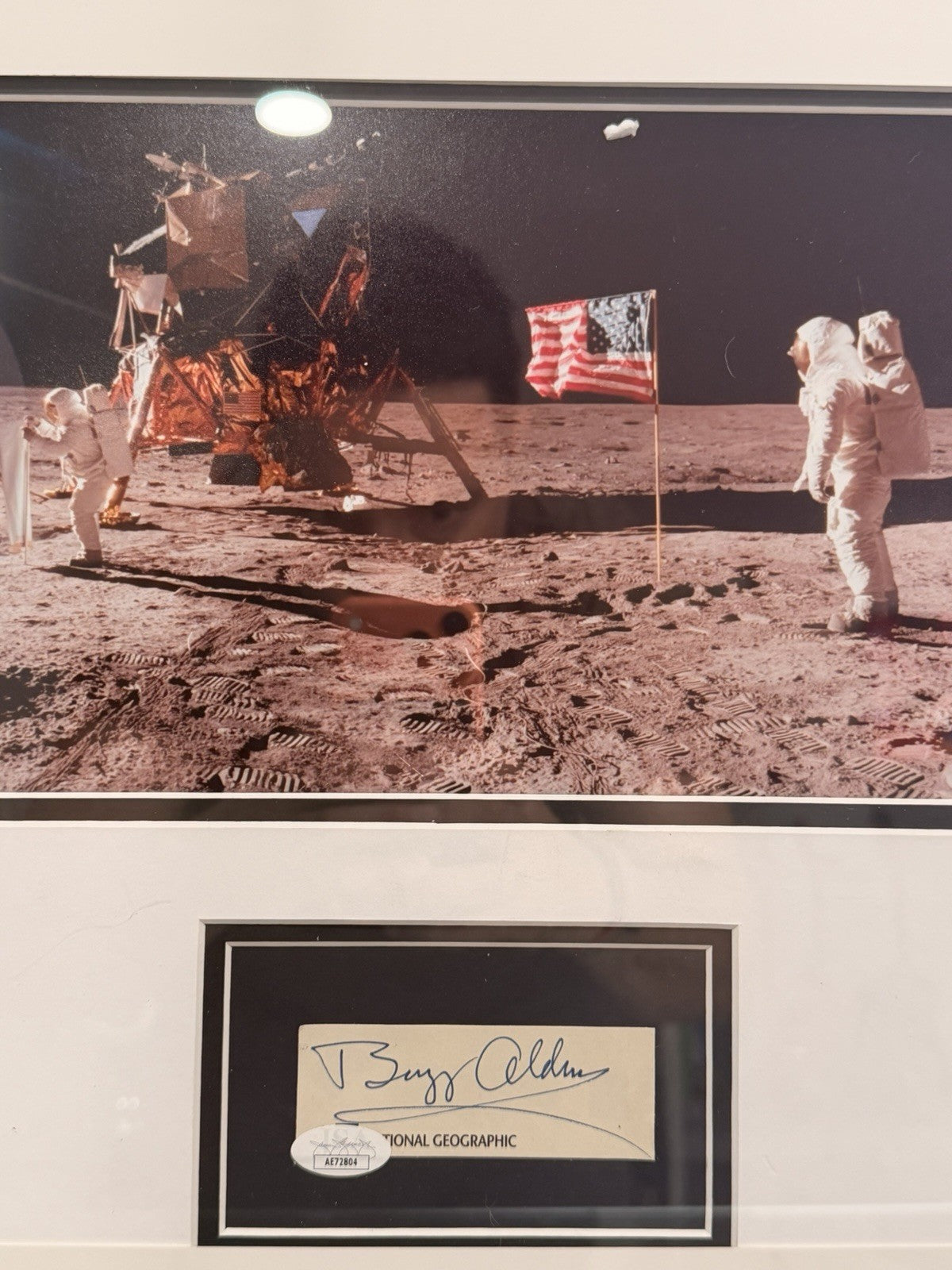 Buzz Aldrin Signed Nat Geo Cut Framed Apollo 11 Display JSA AE72804