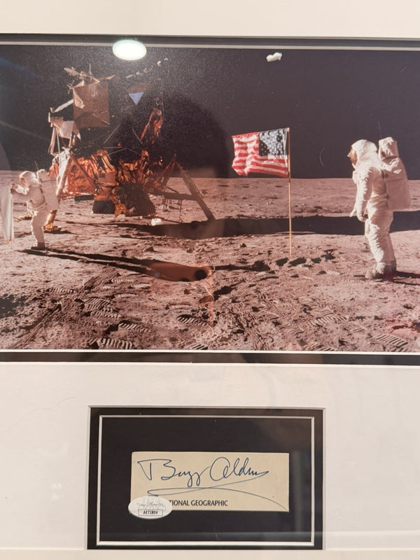 Buzz Aldrin Signed Nat Geo Cut Framed Apollo 11 Display JSA AE72804