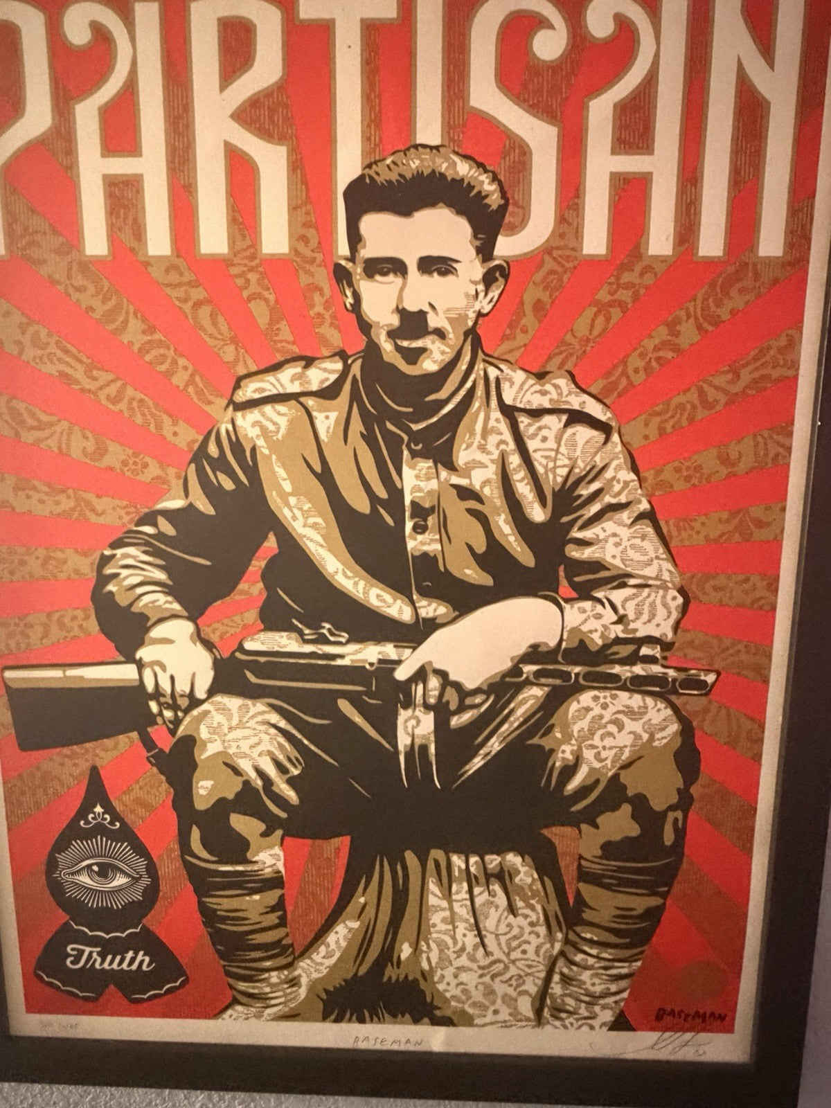 Shepard Fairey x Gary Baseman Partisan 2013 Co-Signed Print #306/400 Framed