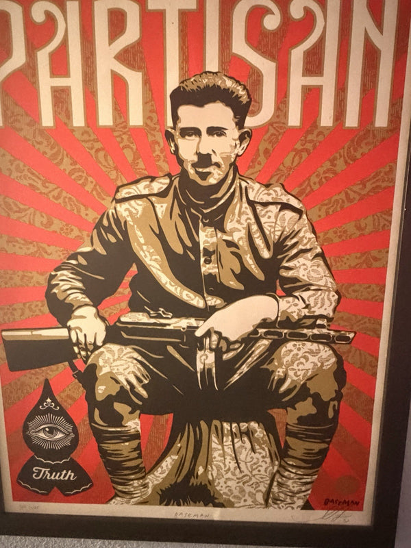 Shepard Fairey x Gary Baseman Partisan 2013 Co-Signed Print #306/400 Framed