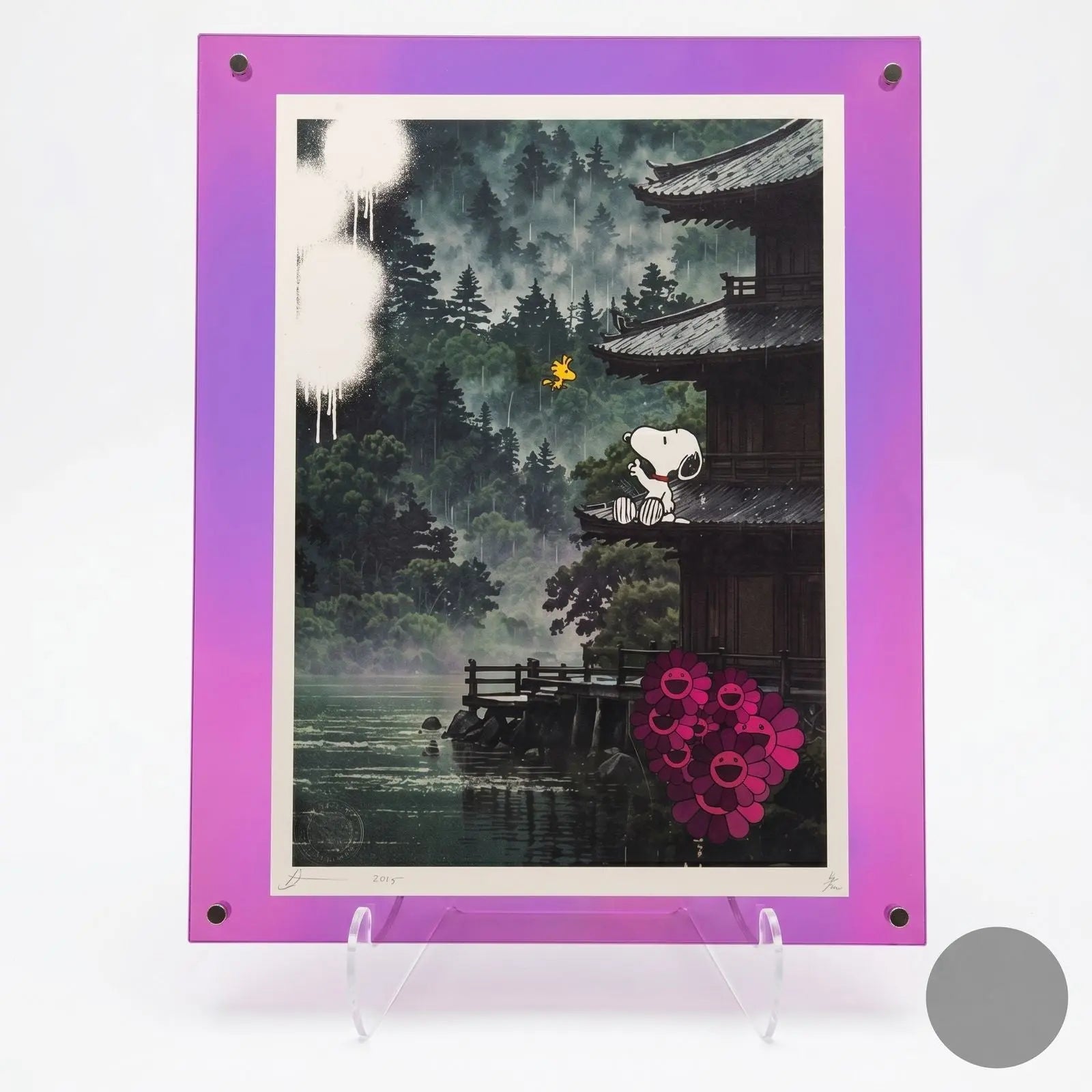 Death NYC Snoopy &amp; Woodstock Limited Ed Print in Hot Pink Acrylic Frame