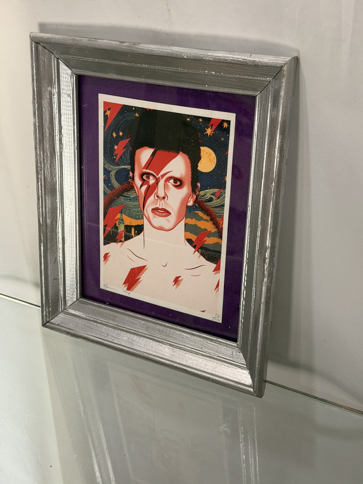 Framed David Bowie Aladdin Sane-Style Pop Art Print, Marked/Numbered