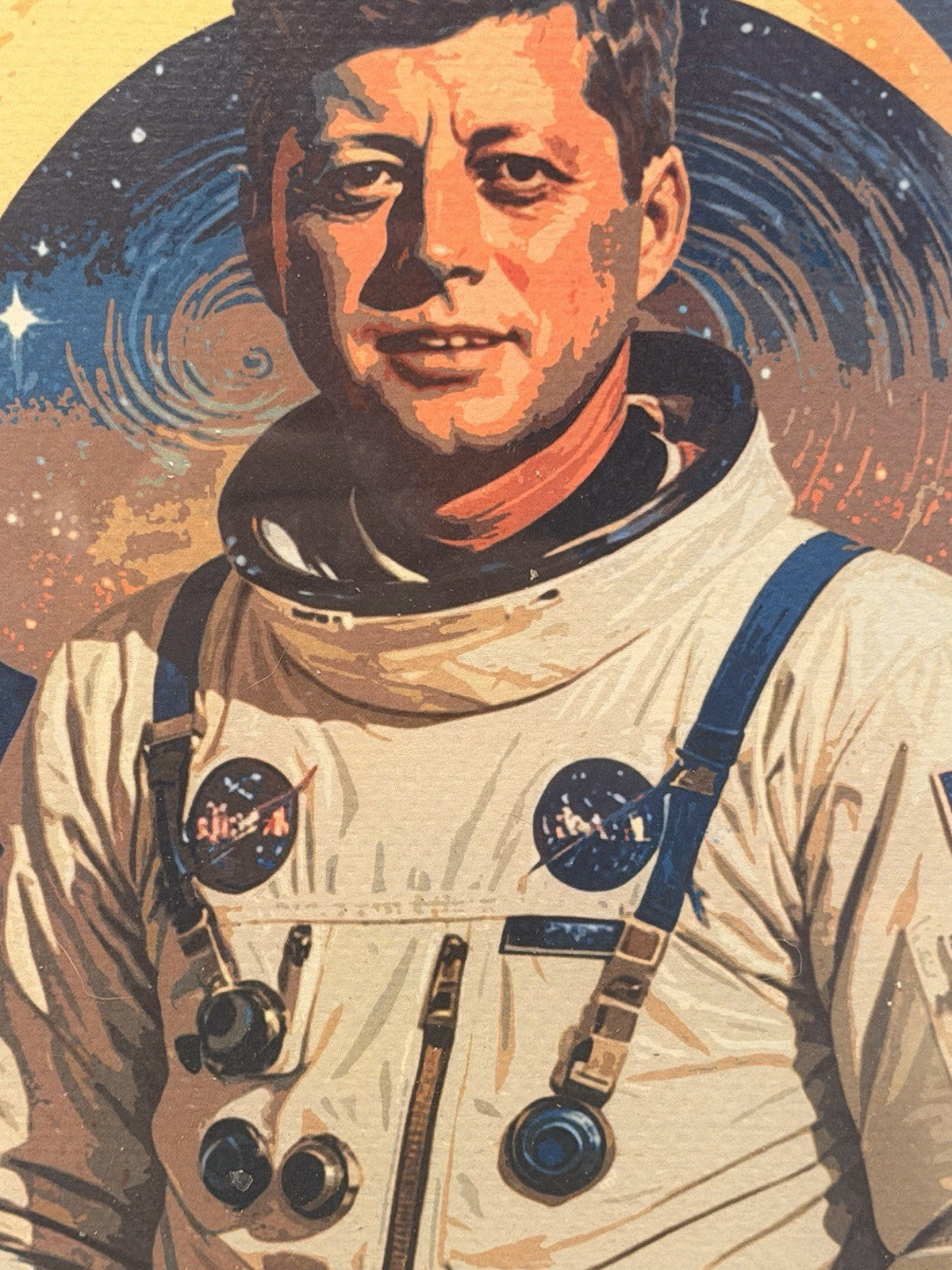 DEATH NYC JFK Astronaut NASA Pop Art Print Signed 1/250 Blue Acrylic Frame 16x12