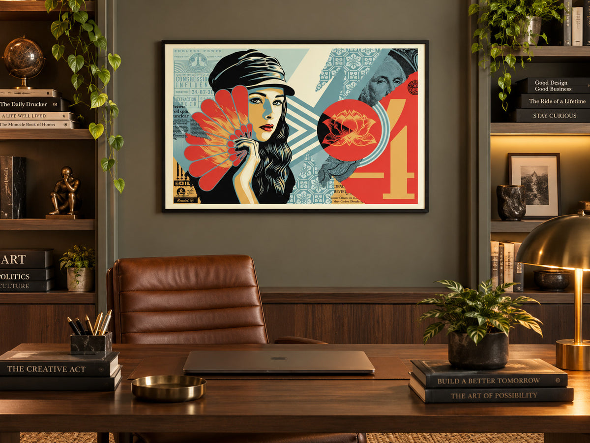 Shepard Fairey Fan The Flames 2019 Signed Numbered 302/550 24x36 OBEY Print — listing photograph 3