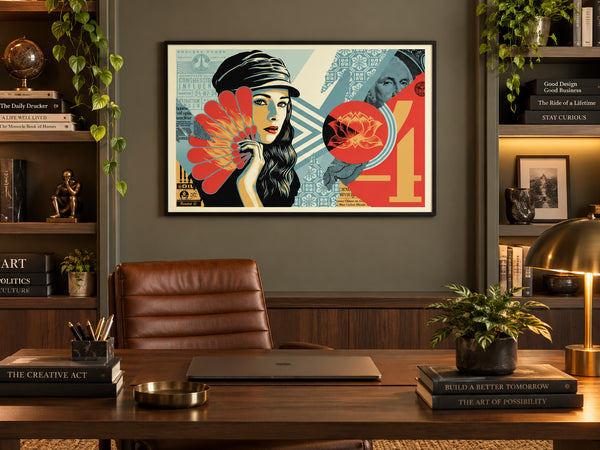 Shepard Fairey Fan The Flames 2019 Signed Numbered 302/550 24x36 OBEY Print — listing photograph 3