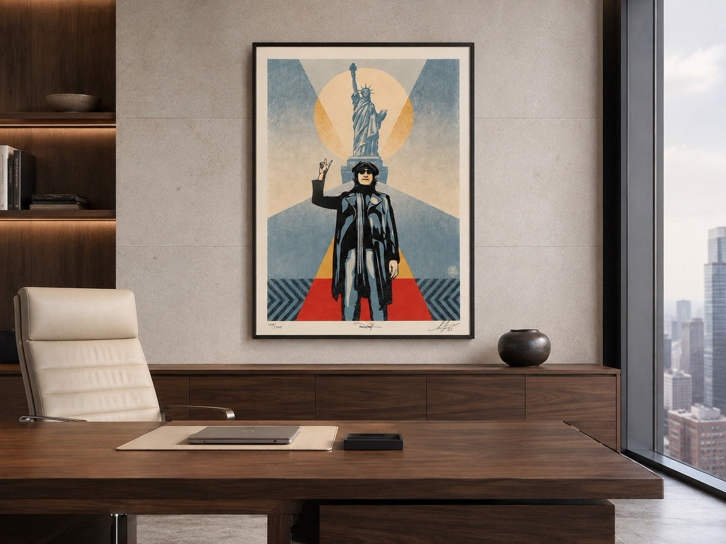 Shepard Fairey Bob Gruen John Lennon Peace Liberty Red Blue Set 108/300 Signed