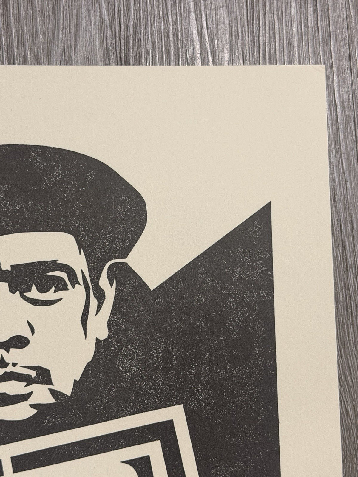 Shepard Fairey Signed OBEY Print 2017 Man in Beret Holding OBEY Icon Sign