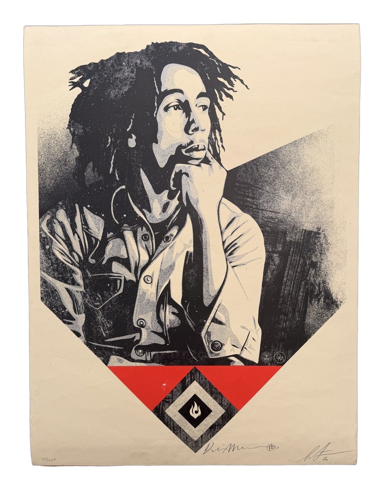 Shepard Fairey x Dennis Morris Bob Marley Slave Driver Signed Screenprint 58/200