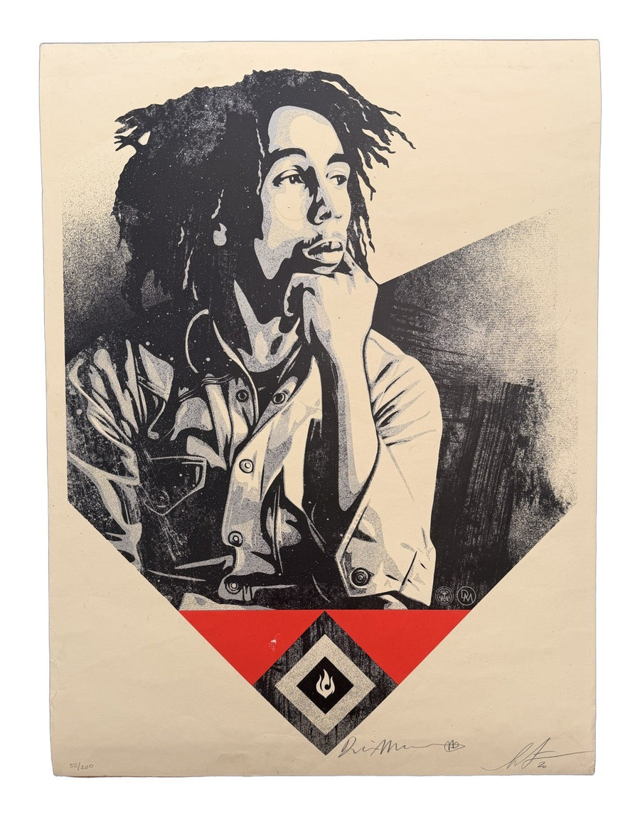 Shepard Fairey x Dennis Morris Bob Marley Slave Driver Signed Screenprint 58/200