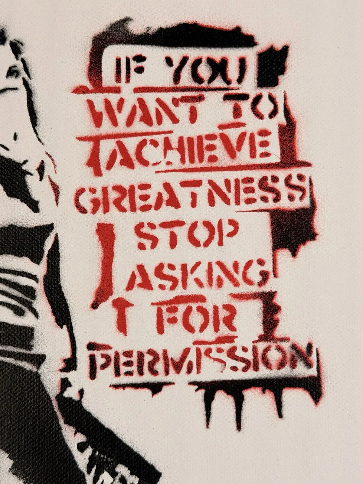 Banksy Dismaland Achieve Greatness 1/10 Signed Stencil Canvas 2015 Ticket
