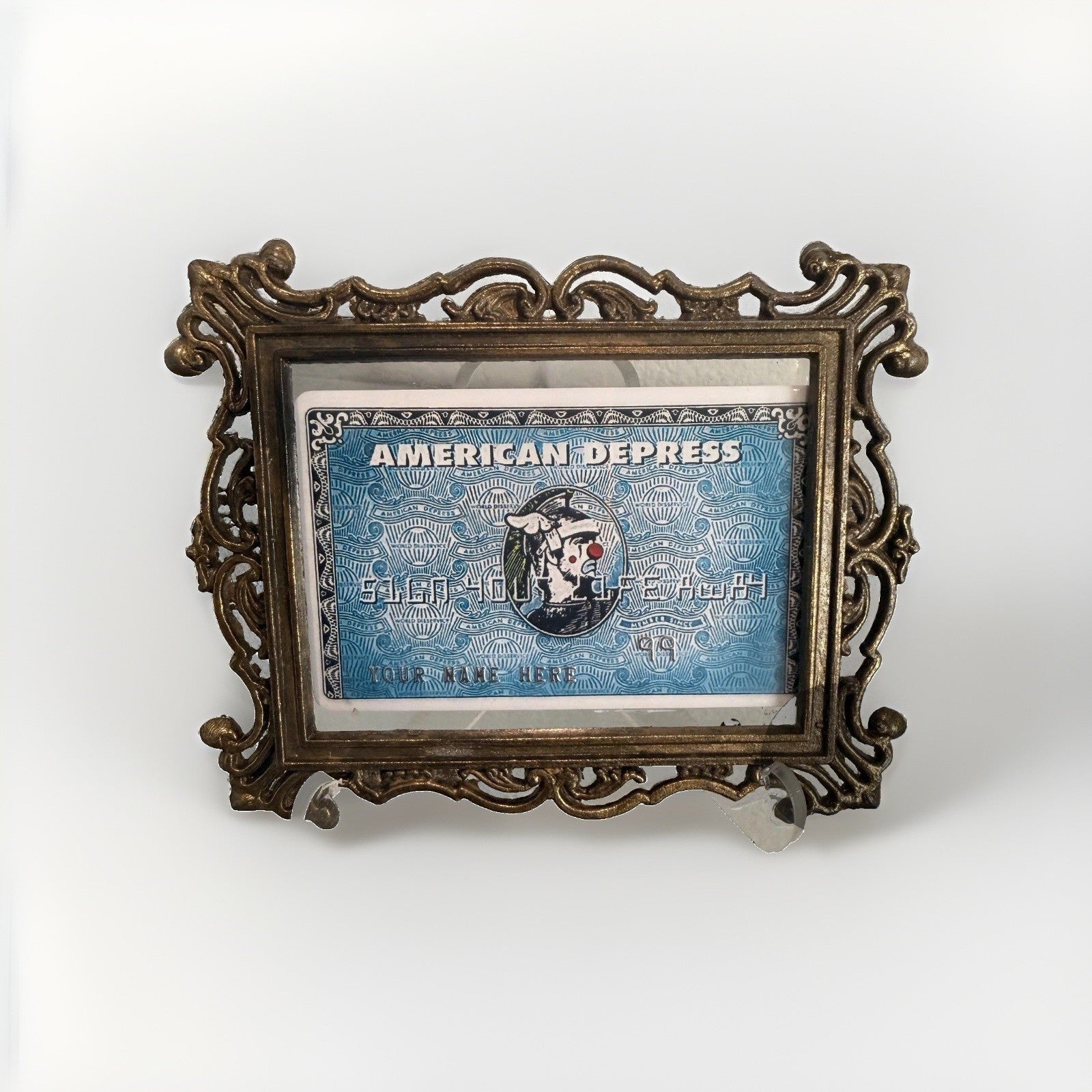 D*Face x Banksy "American Depress" Faux Credit Card Art, Dismaland 2015, Framed