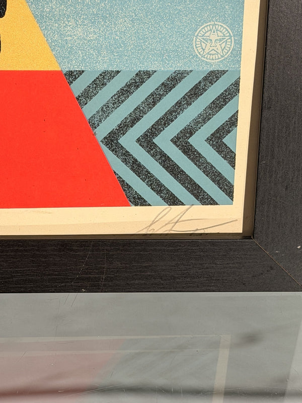 Shepard Fairey Lennon Peace and Liberty Blue Signed Numbered 240/300 Framed OBEY