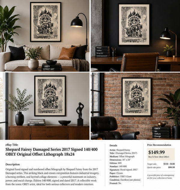 Shepard Fairey Printing Press 2017 Signed 140/400 OBEY Damaged Stencil 18x24 — listing photograph 6