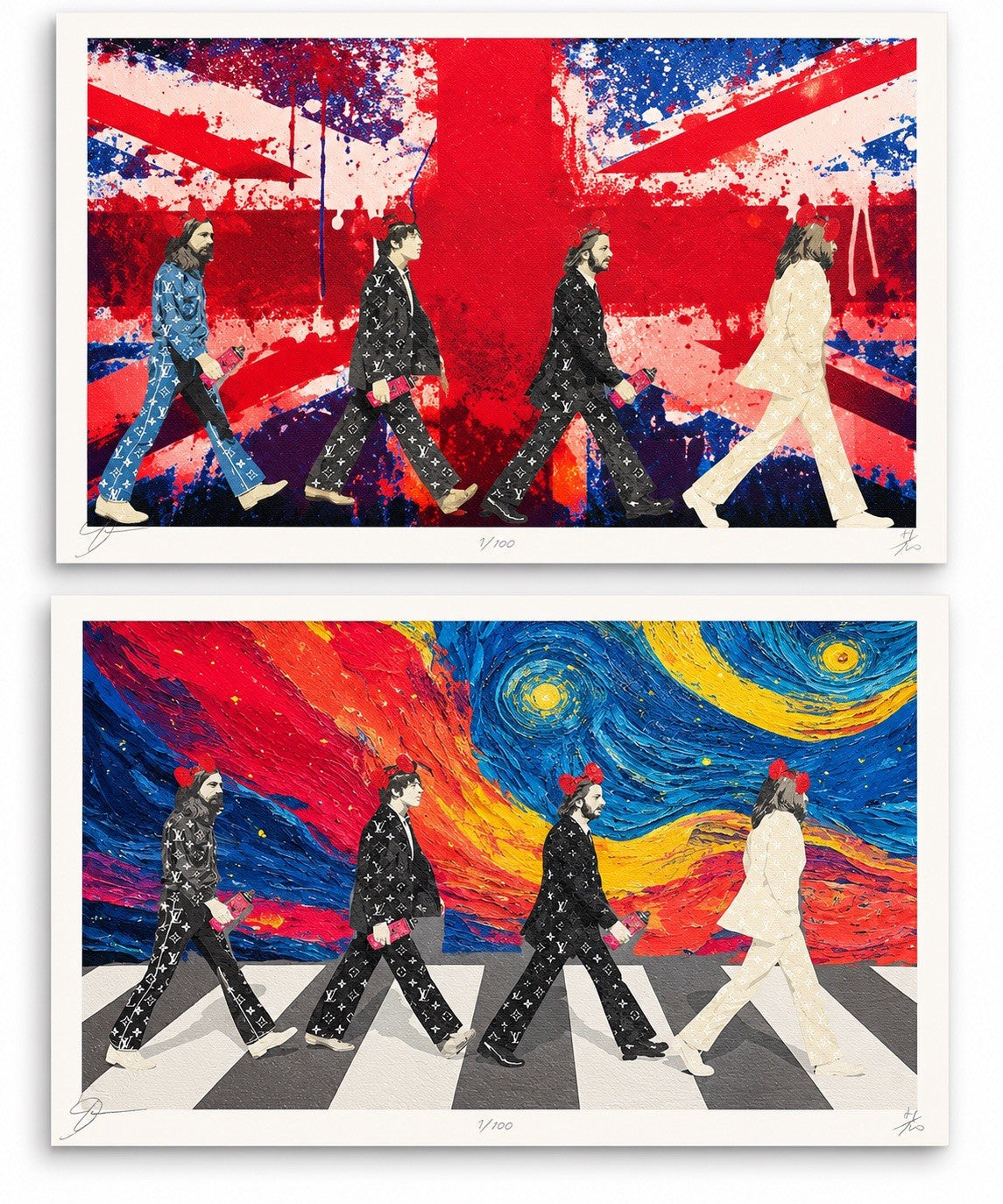 DEATH NYC Beatles Abbey Road Set 2 Prints LV Union Jack Creation of Adam 1/100