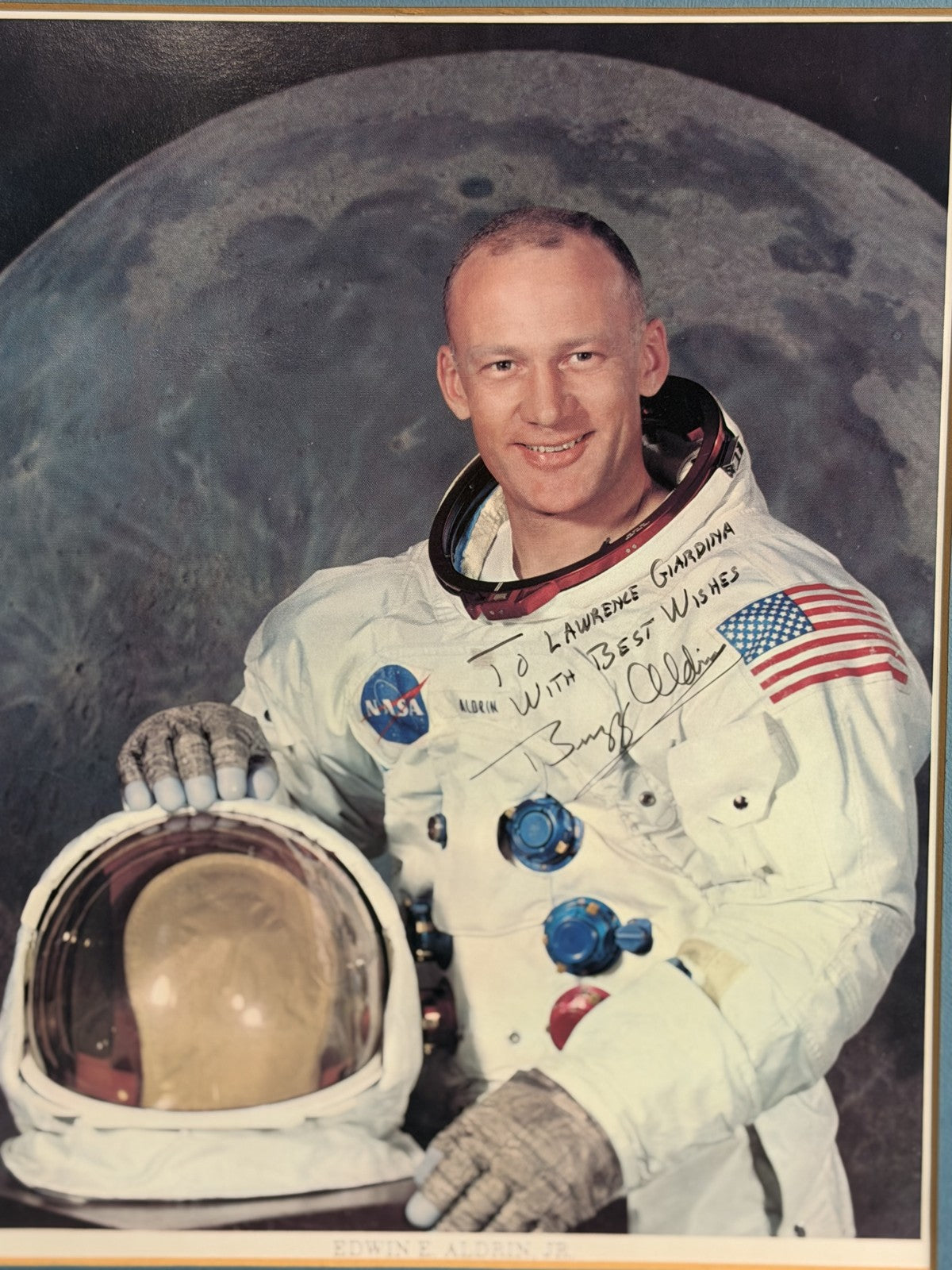 Buzz Aldrin Signed NASA 8x10 Color Photo Personalized Framed JSA LOA