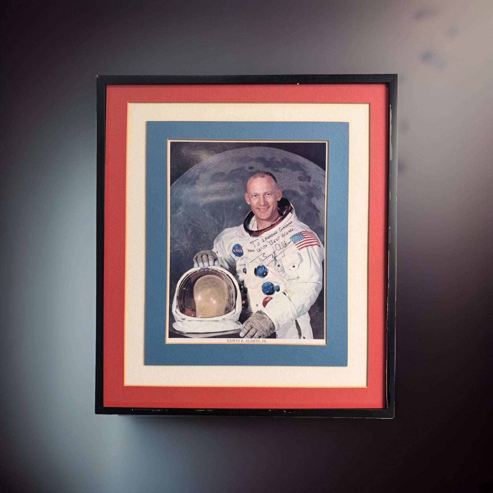 Buzz Aldrin Signed NASA 8x10 Color Photo Personalized Framed LOA — listing photograph 1