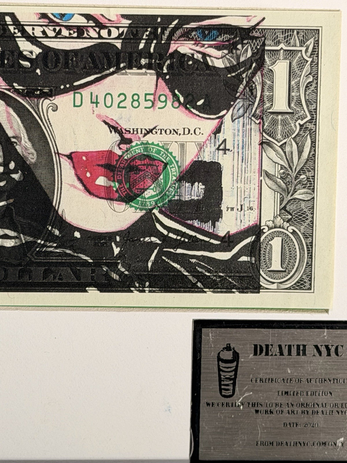 DEATH NYC Batman & Bat Woman Dual Dollar Bill Framed Pop Art COA 2020