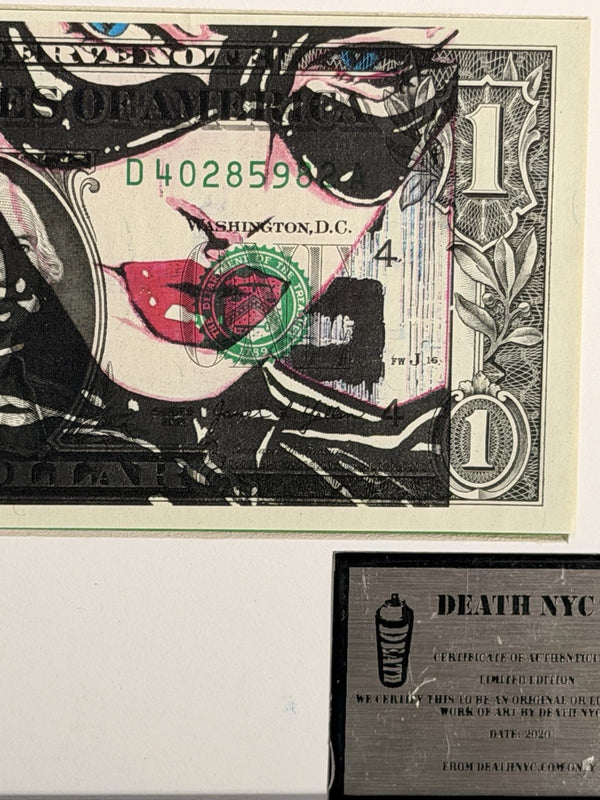 DEATH NYC Batman & Bat Woman Dual Dollar Bill Framed Pop Art COA 2020
