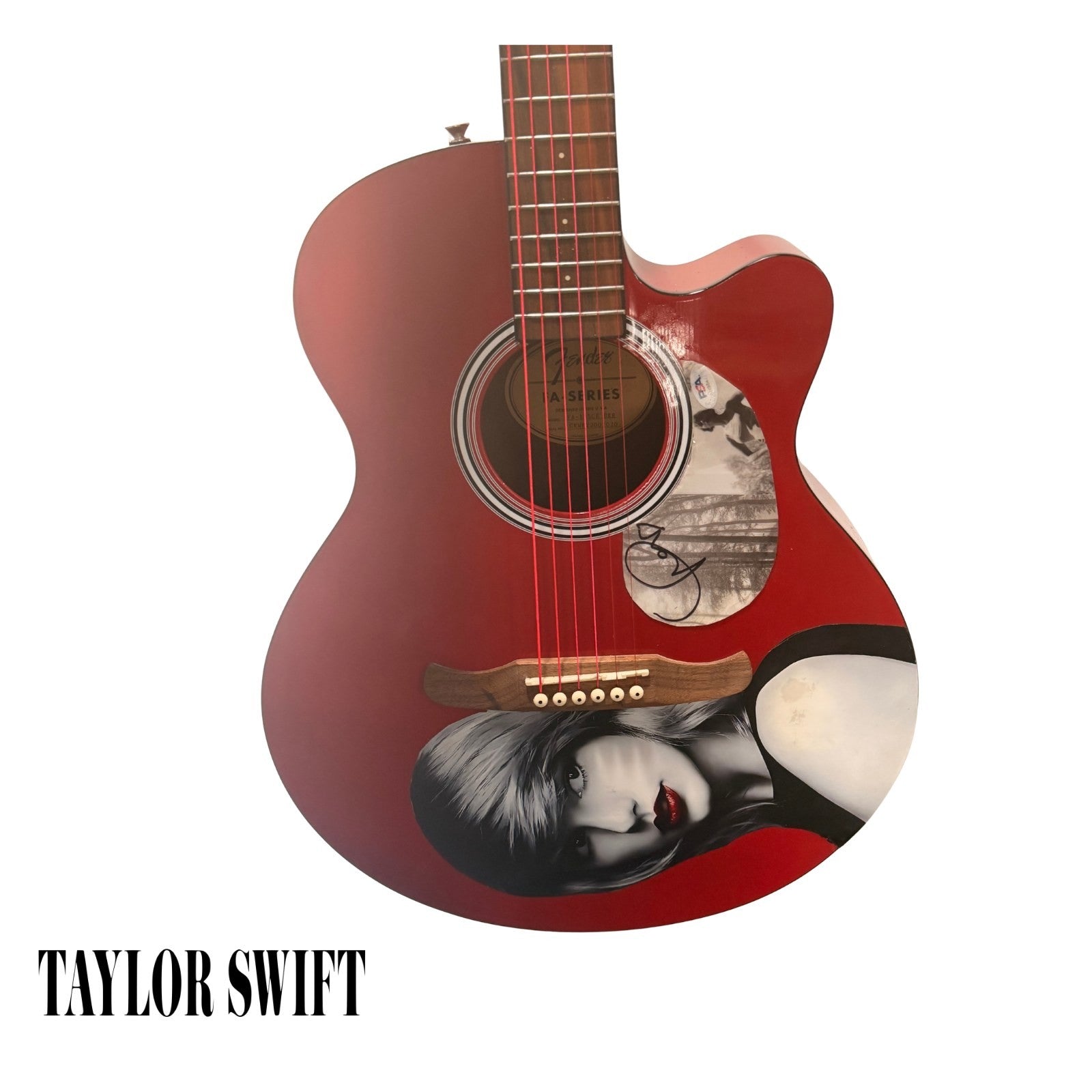 Taylor Swift Signed Red Fender FA-Series Acoustic Guitar PSA/DNA AM98414