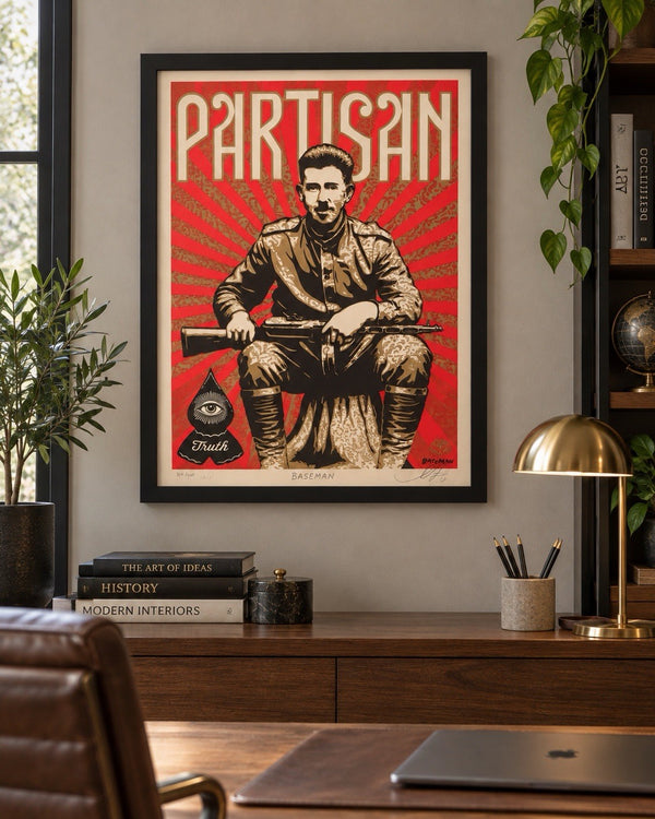 Shepard Fairey x Gary Baseman Partisan 2013 Co-Signed Print #306/400 Framed